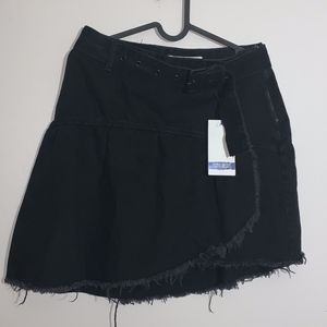 NWT Zara Black Denim Skirt with Belt